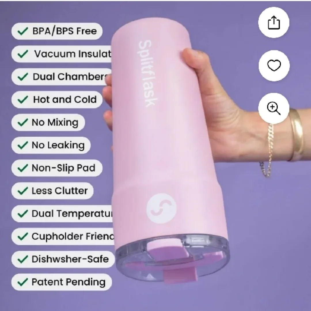 🥕 NIB Two Chamber Splitflask Hot & Cold Vacuum Insulated Tumbler image indicator(5)