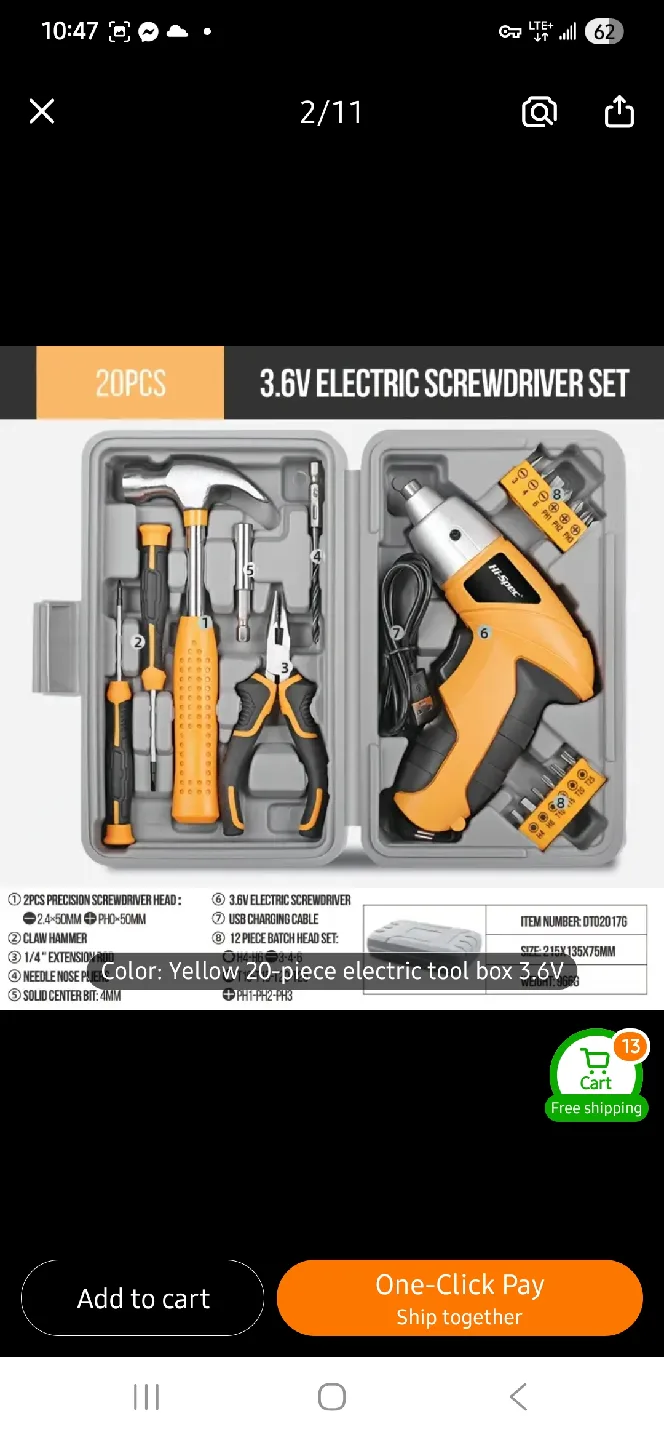 NEW 3.6V Electric Screwdriver 20-piece Tool Set 🪛 image indicator(2)