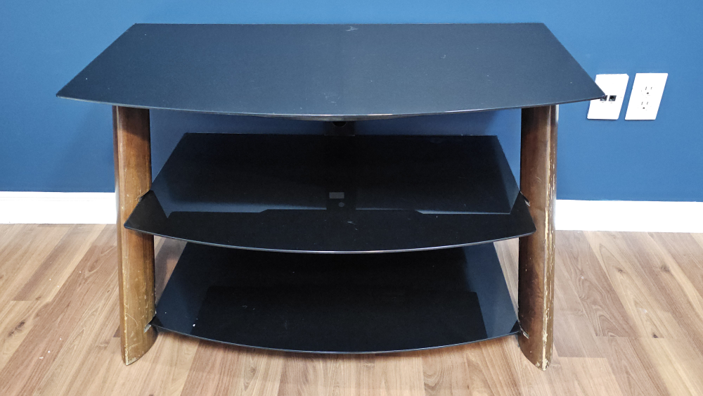 Black Glass & Wood TV Stand - photo 3
