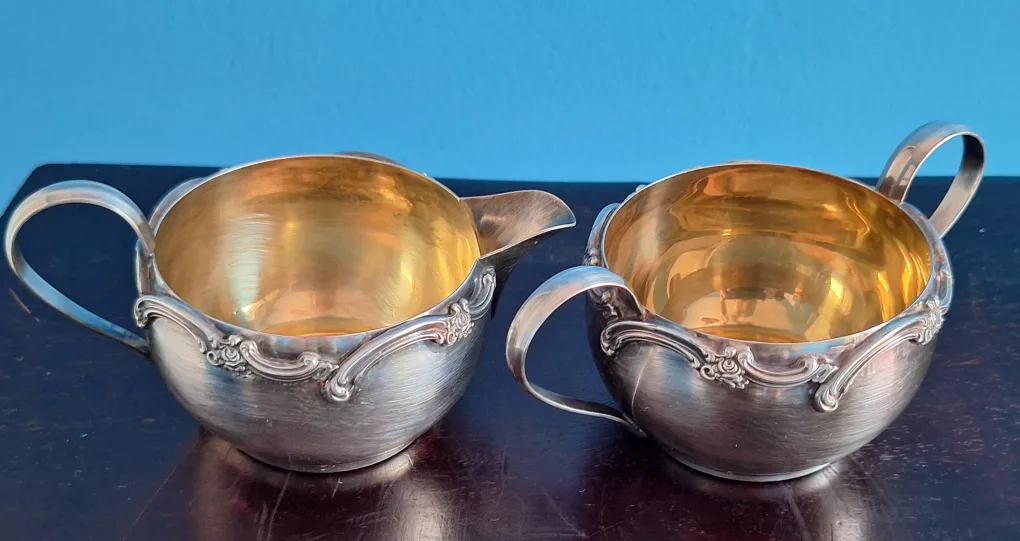 Vintage Silver Plated Creamer, Sugar Bowl & Tray Set image indicator(4)