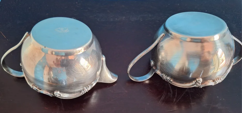 Vintage Silver Plated Creamer, Sugar Bowl & Tray Set image indicator(5)