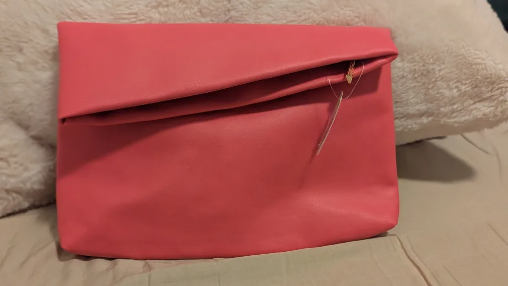 Pink Faux Leather Clutch thumbnail