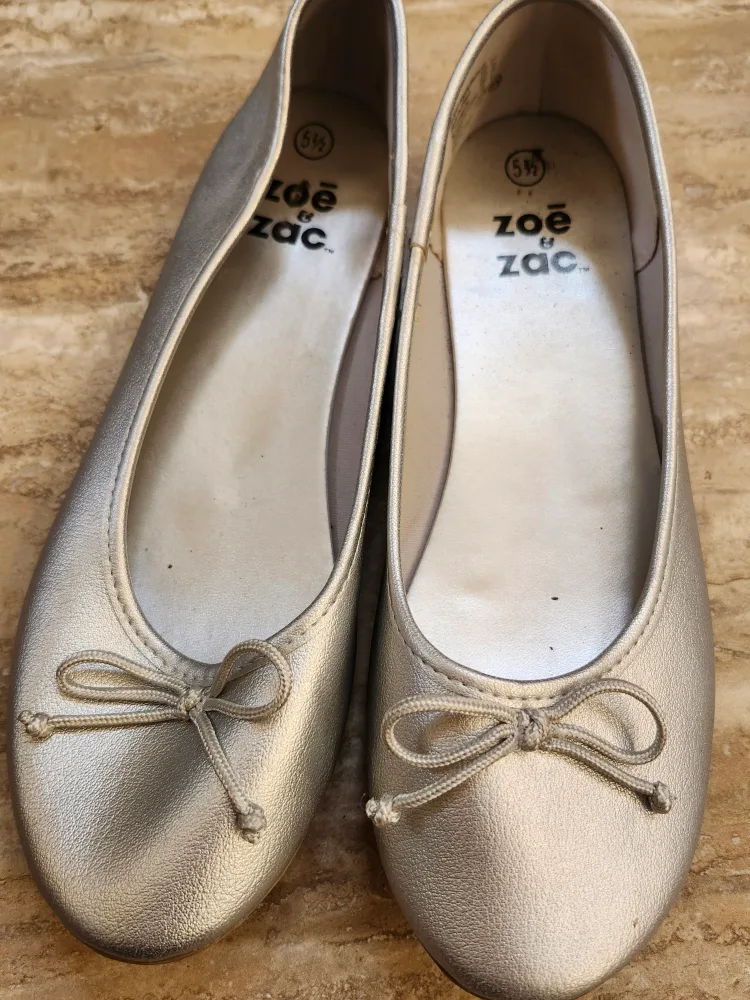 zoe & zac Ballet Flats Size 5.5 Silver & 6 White thumbnail