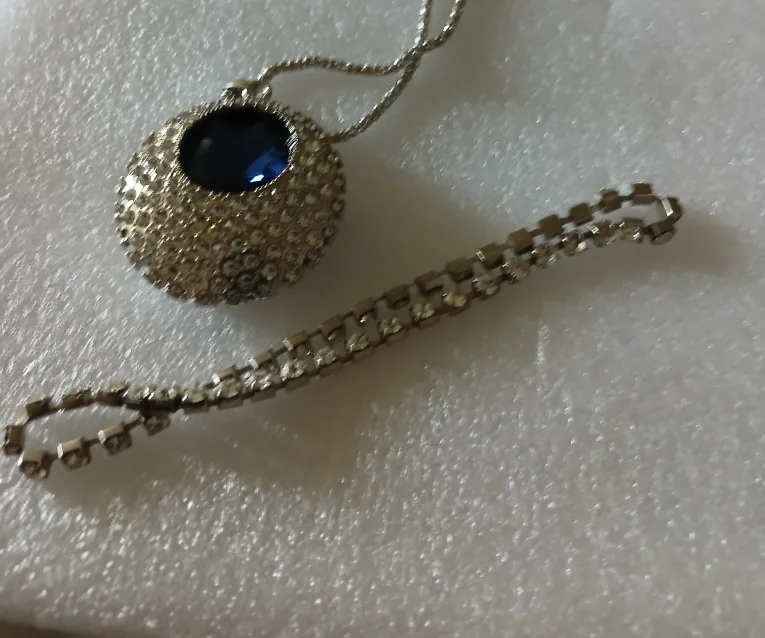 Necklace with Rhinestones and Blue Stone thumbnail