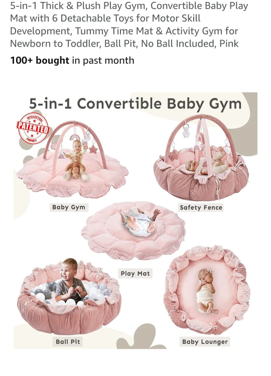Convertible Baby Play Mat - Light Pink - photo 2