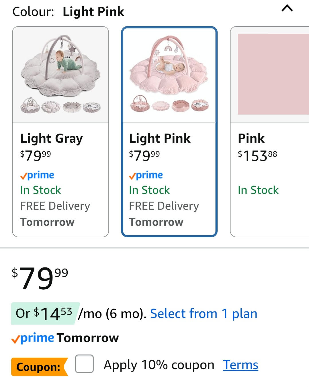 Convertible Baby Play Mat - Light Pink - photo 3