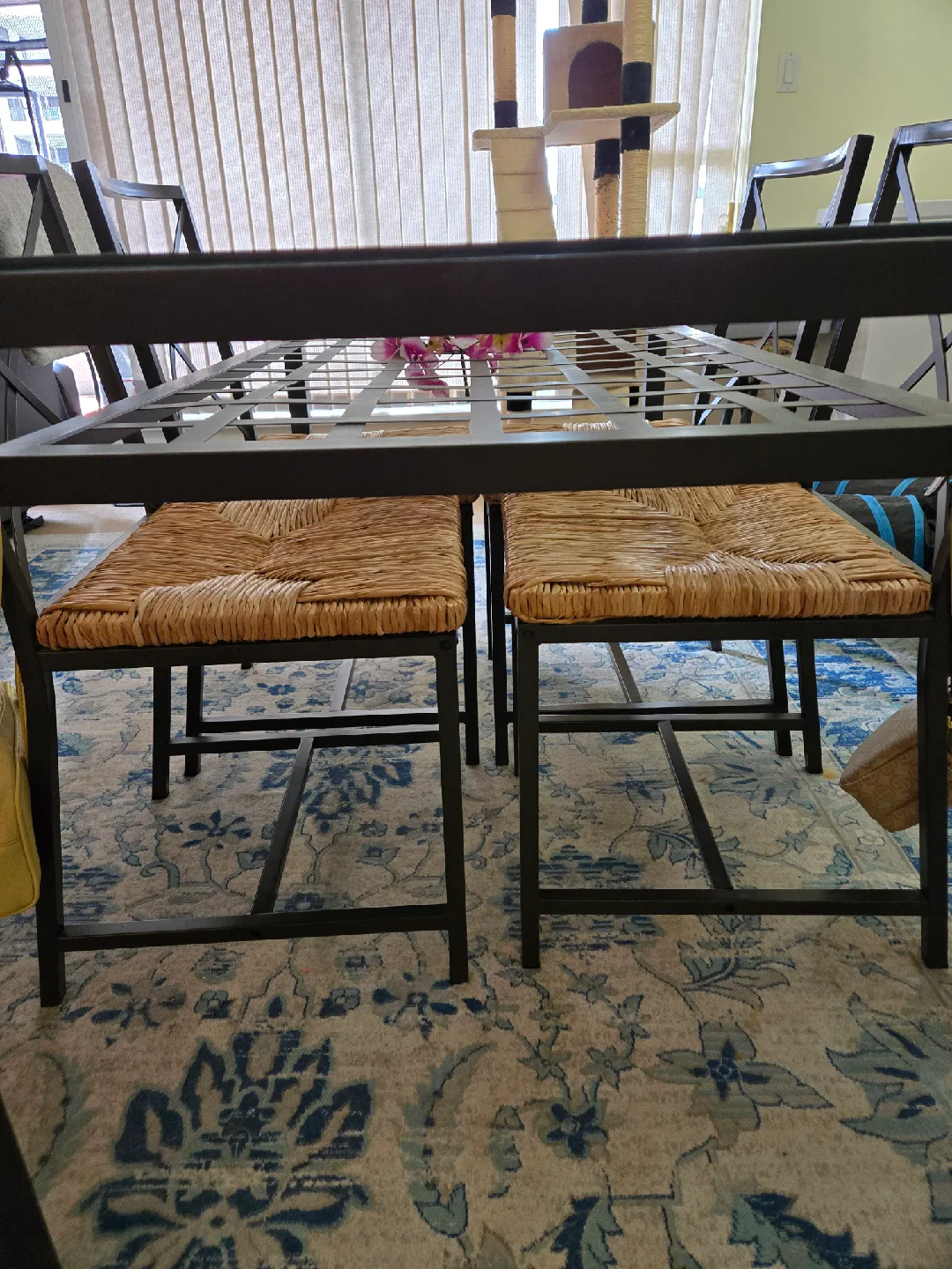 Glass Top Dining Table with Woven Chairs image indicator(4)