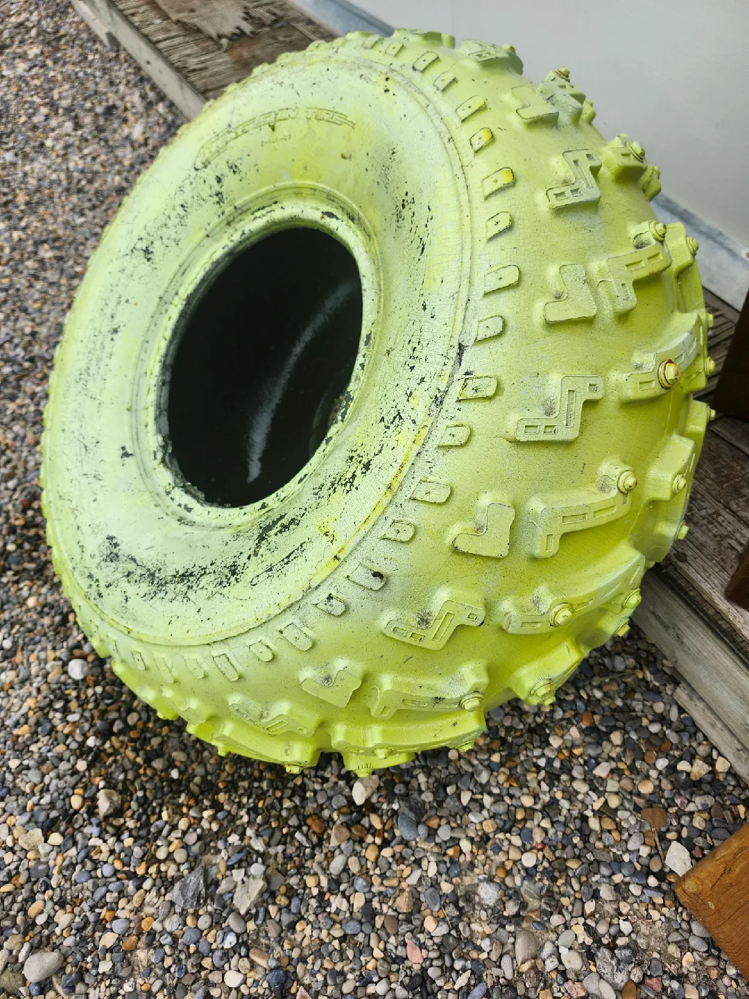 recycled Lime Green  Tire Planter image indicator(3)