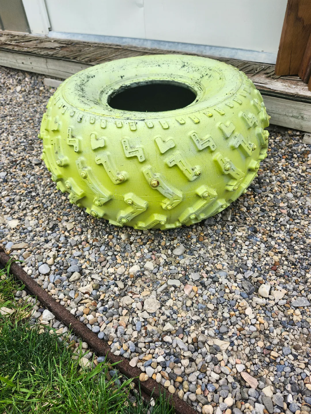 recycled Lime Green  Tire Planter image indicator(4)