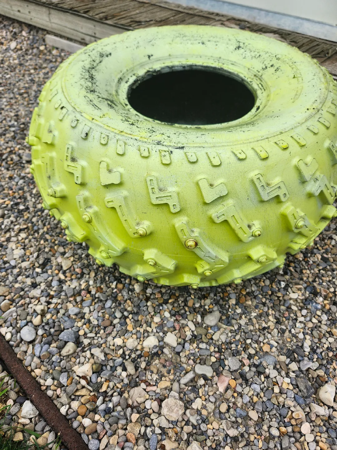 recycled Lime Green  Tire Planter image indicator(5)