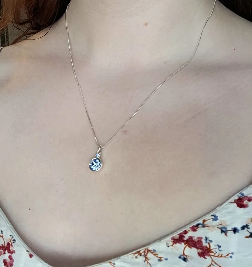 Silver Necklace with Blue Stone Pendant thumbnail