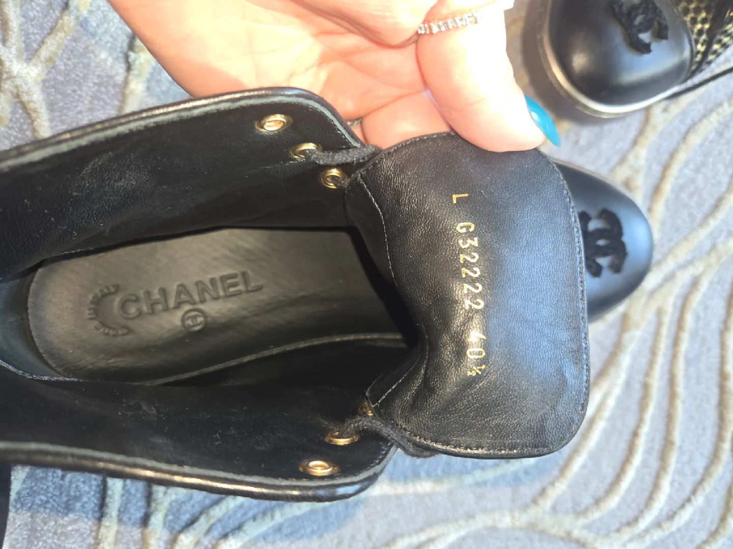 Chanel Black & Gold High-Top Sneakers, Size 40.5 image indicator(4)
