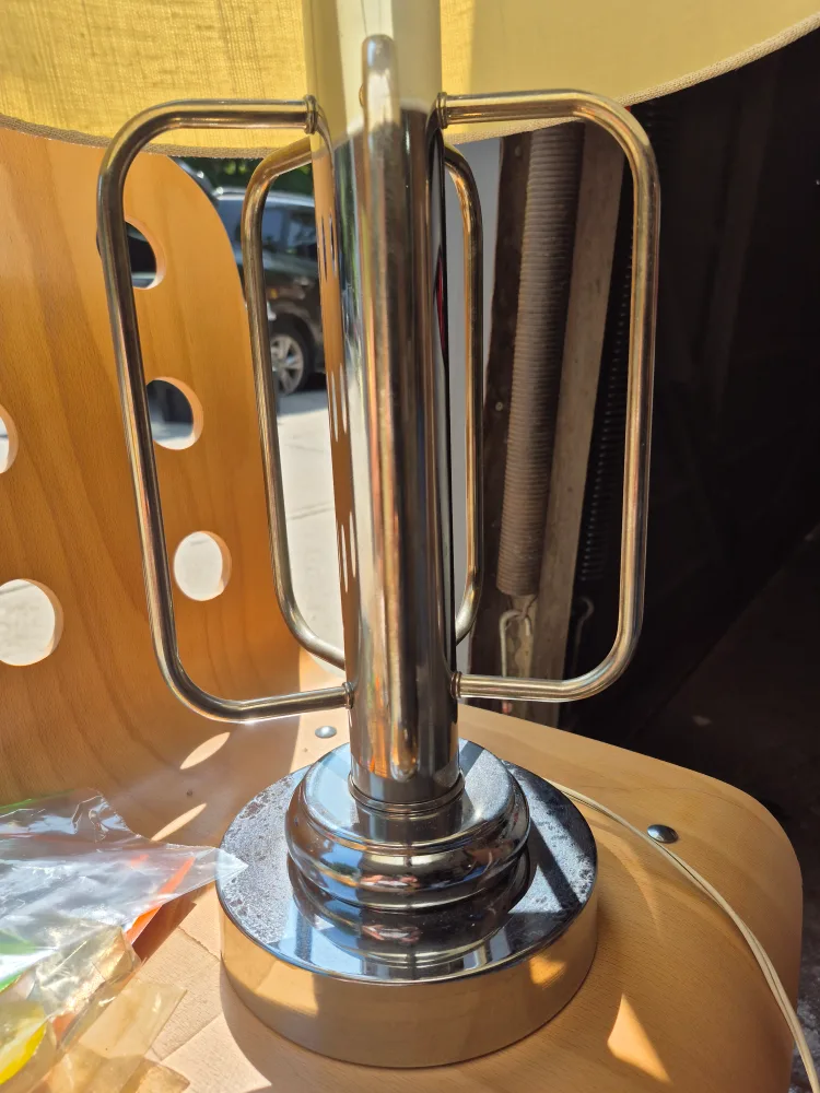 Chrome Table Lamp with Beige Shade image indicator(2)