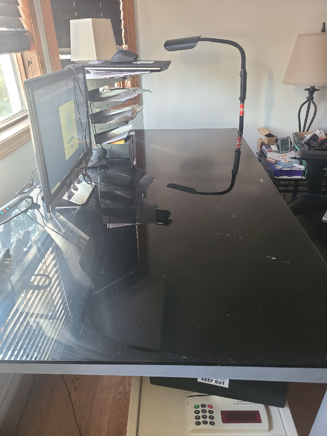 Large Black Glass Top Dining Table - photo 3