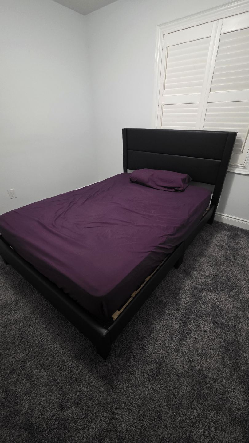 Black Upholstered Platform Bed Frame - photo 2