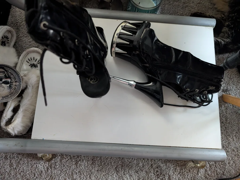 Pleaser Black Patent Platform Boots Size 8 thumbnail