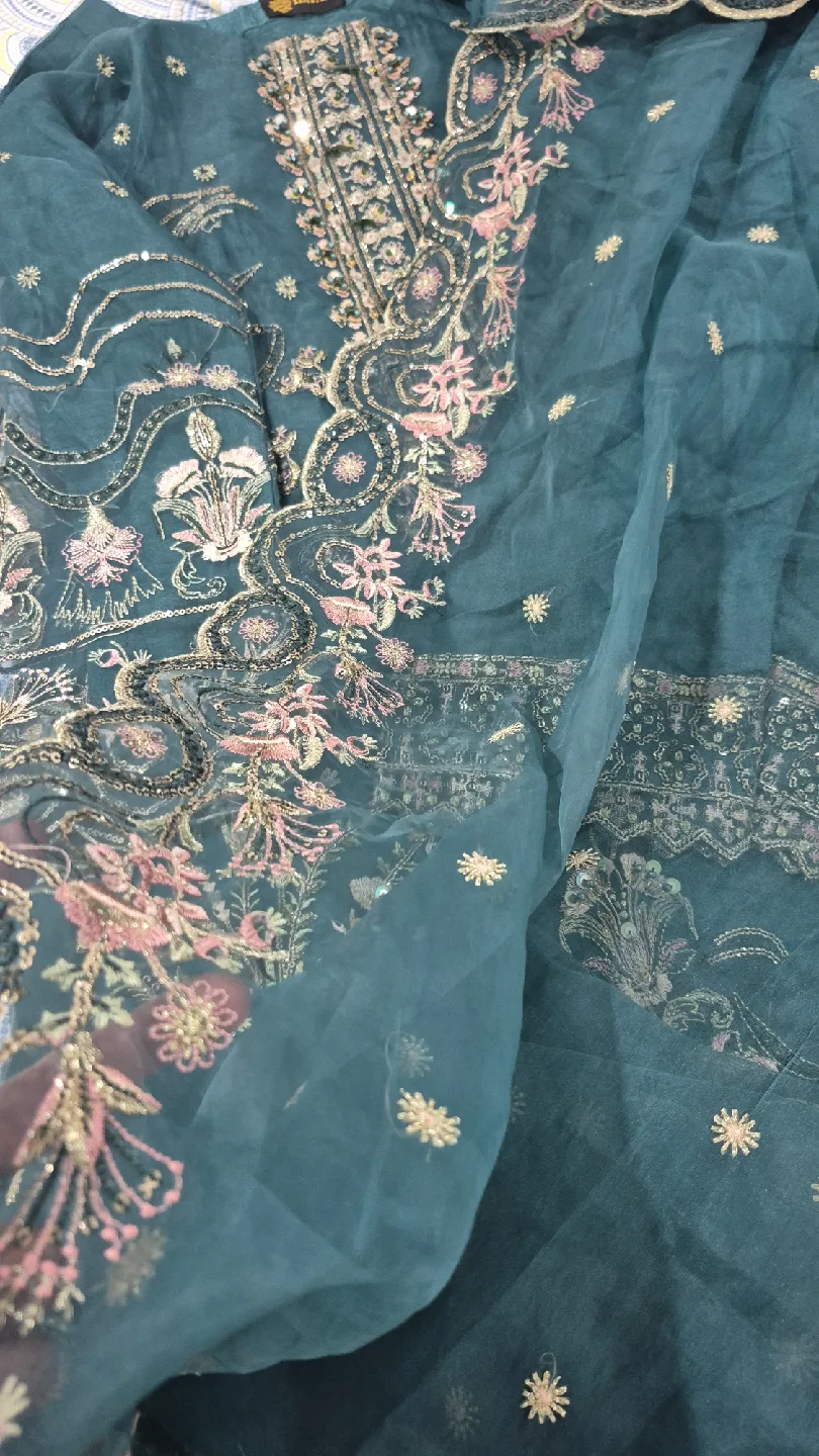 Teal Embroidered Dress image indicator(4)