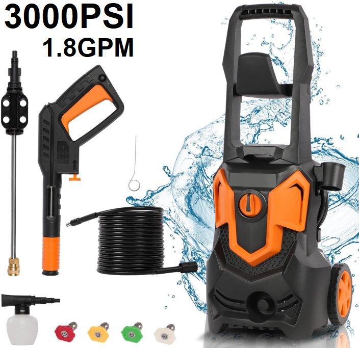 Compact High Power Pressure Washer - 3000psi 1.8gpm 1650w -