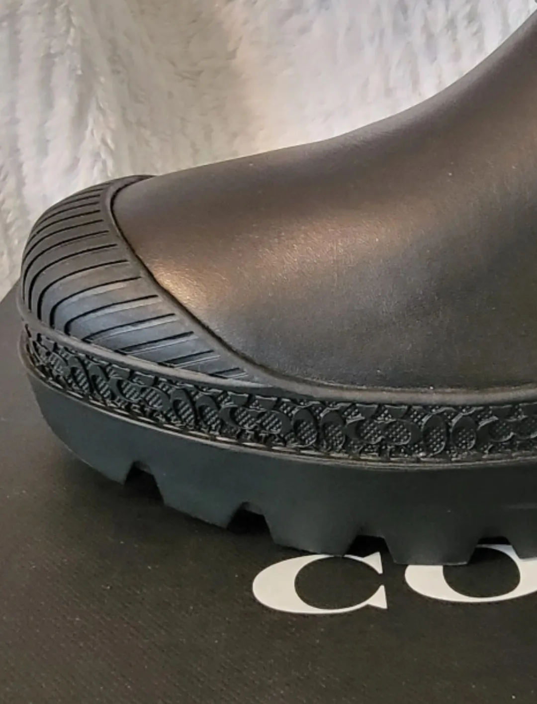 New Coach Black Leather Boots sz 9 image indicator(5)