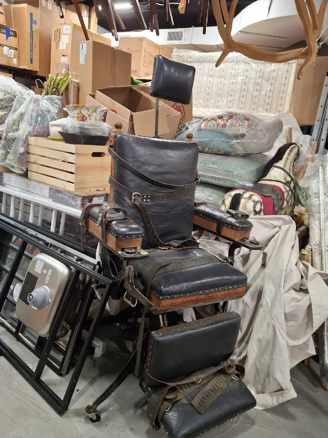 Antique Black Leather Dental Chair thumbnail