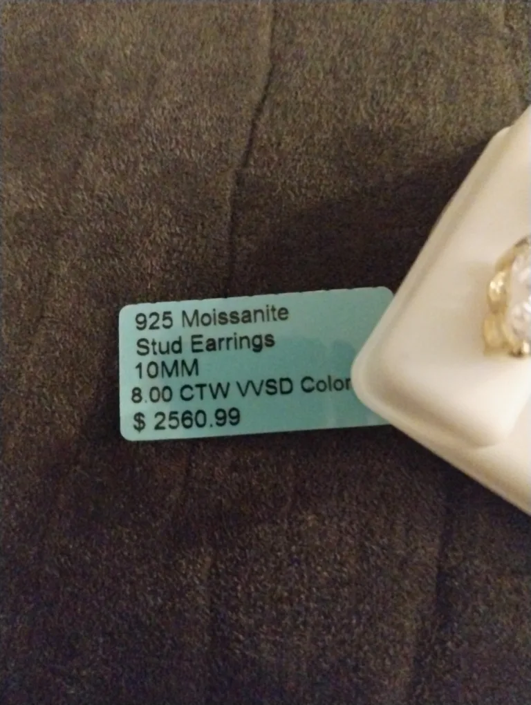 8.0 CT Sterling Silver Moissanite Heart Stud Earrings 10mm image indicator(2)