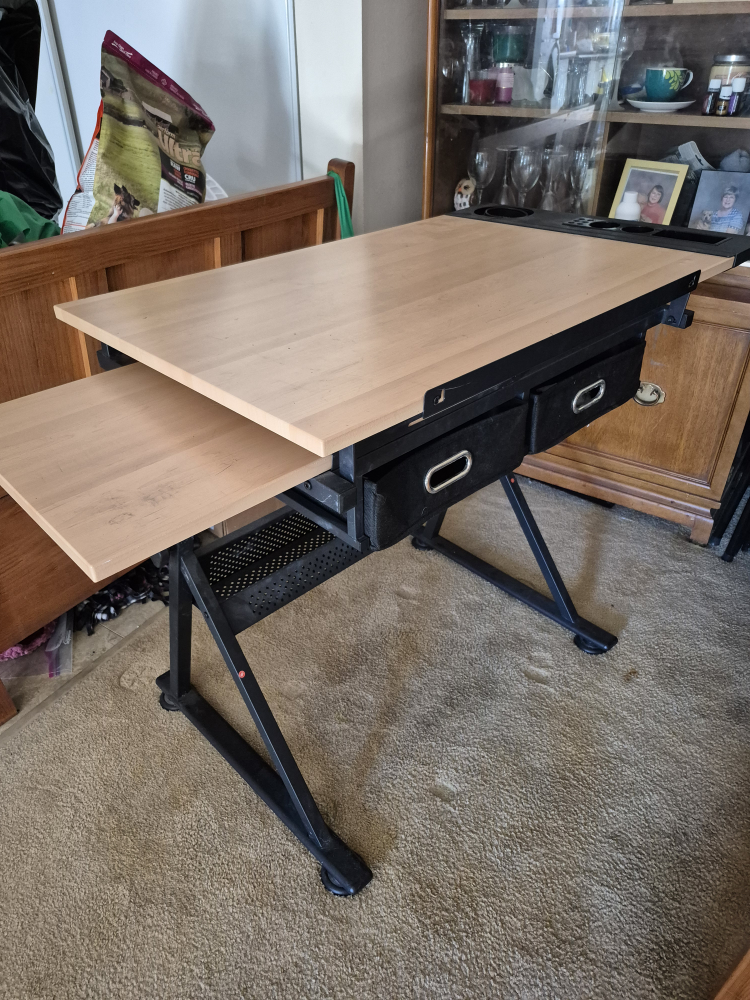 Drafting Table/Art Desk with Adjustable Top & Storage