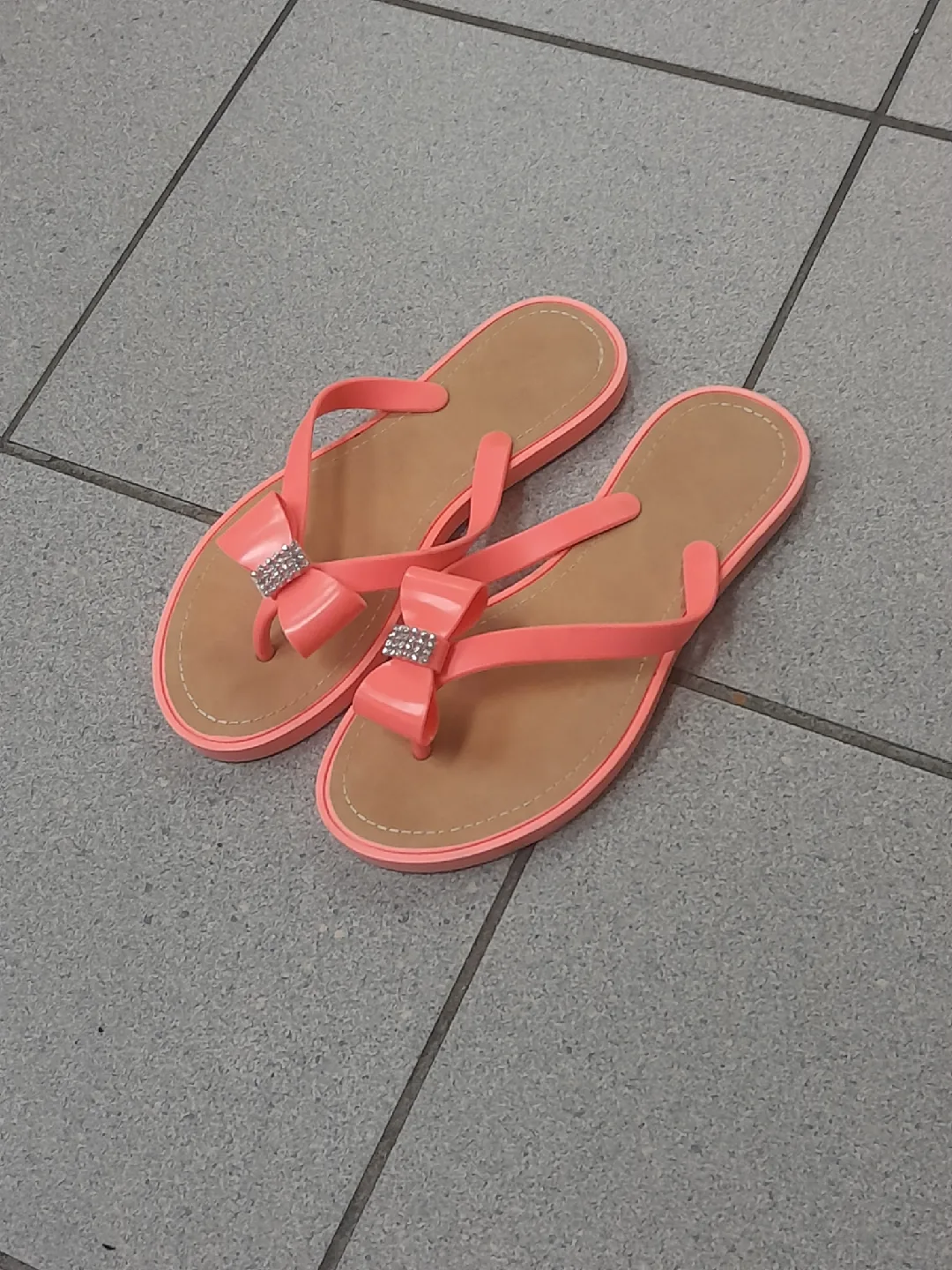 Pink Bow Flip Flops - Size EU 38 or 8 thumbnail