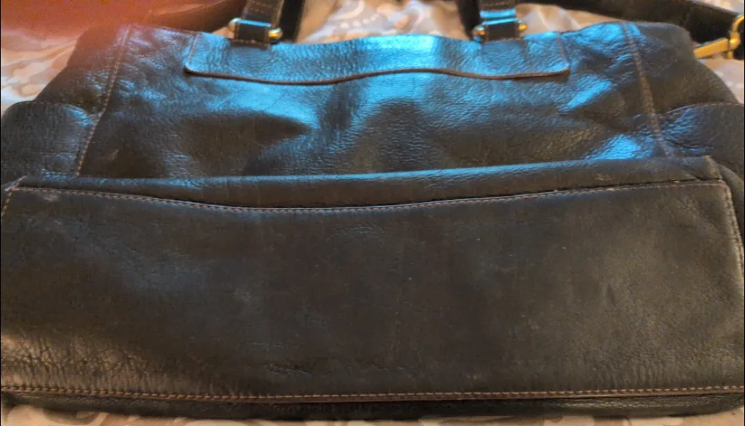 Fossil Black Leather Tote Bag image indicator(4)