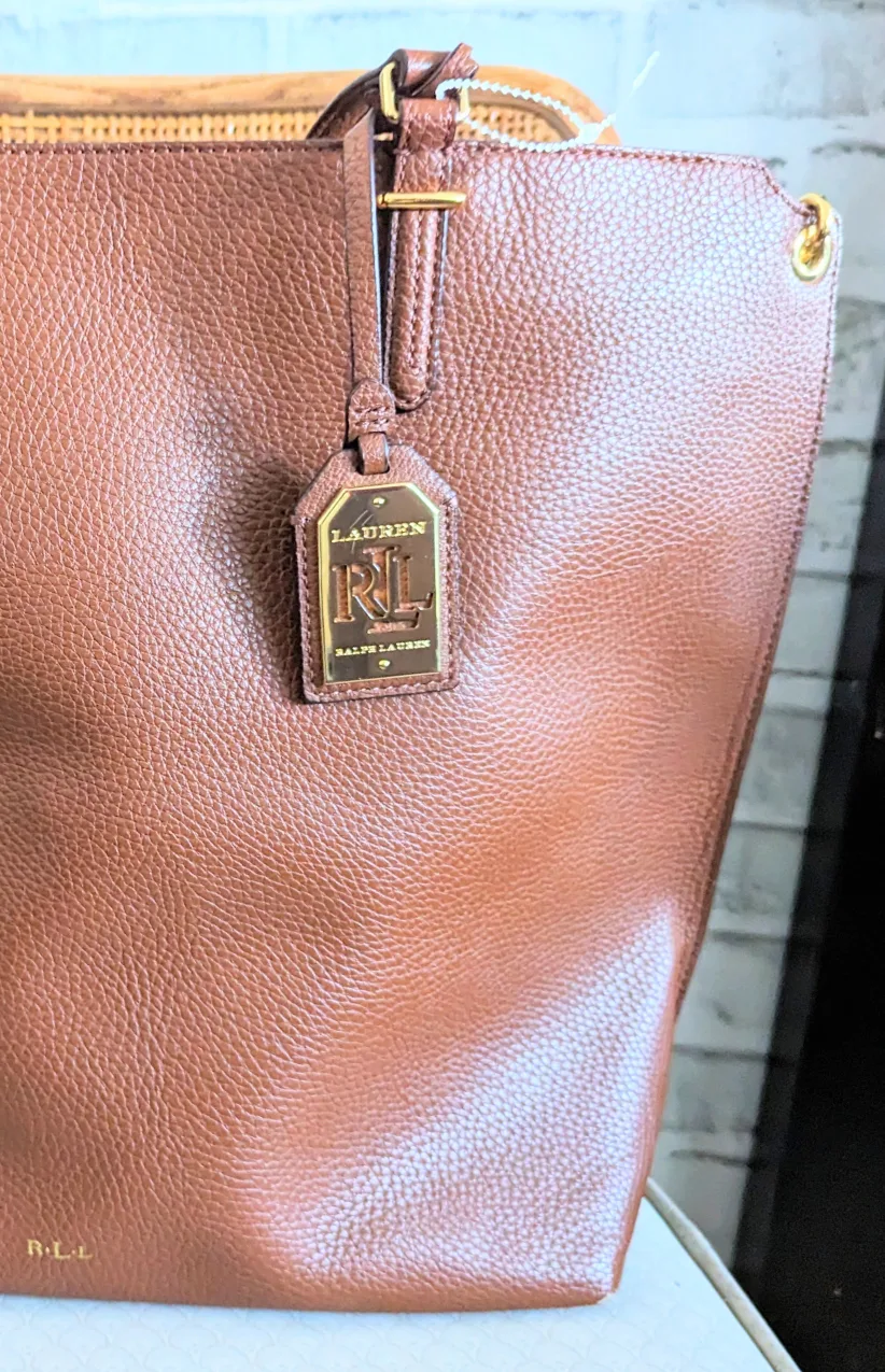 Lauren Ralph Lauren Brown Leather Tote Bag image indicator(3)