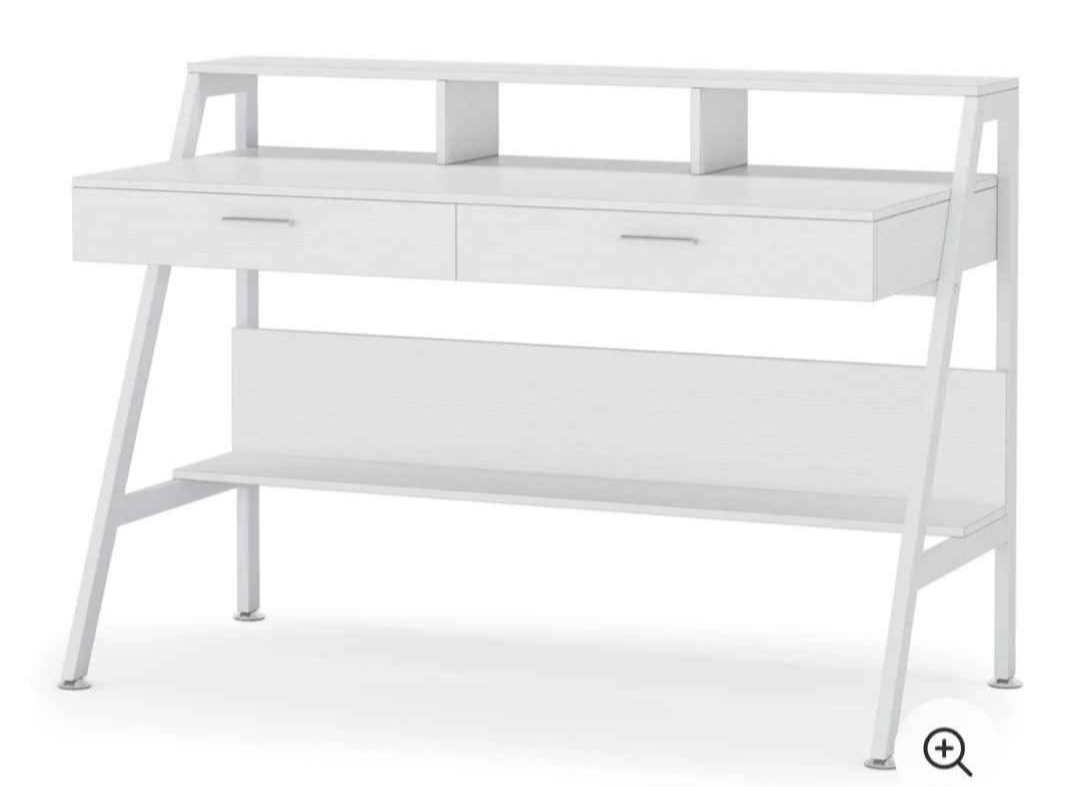 White Computer Desk with Shelves