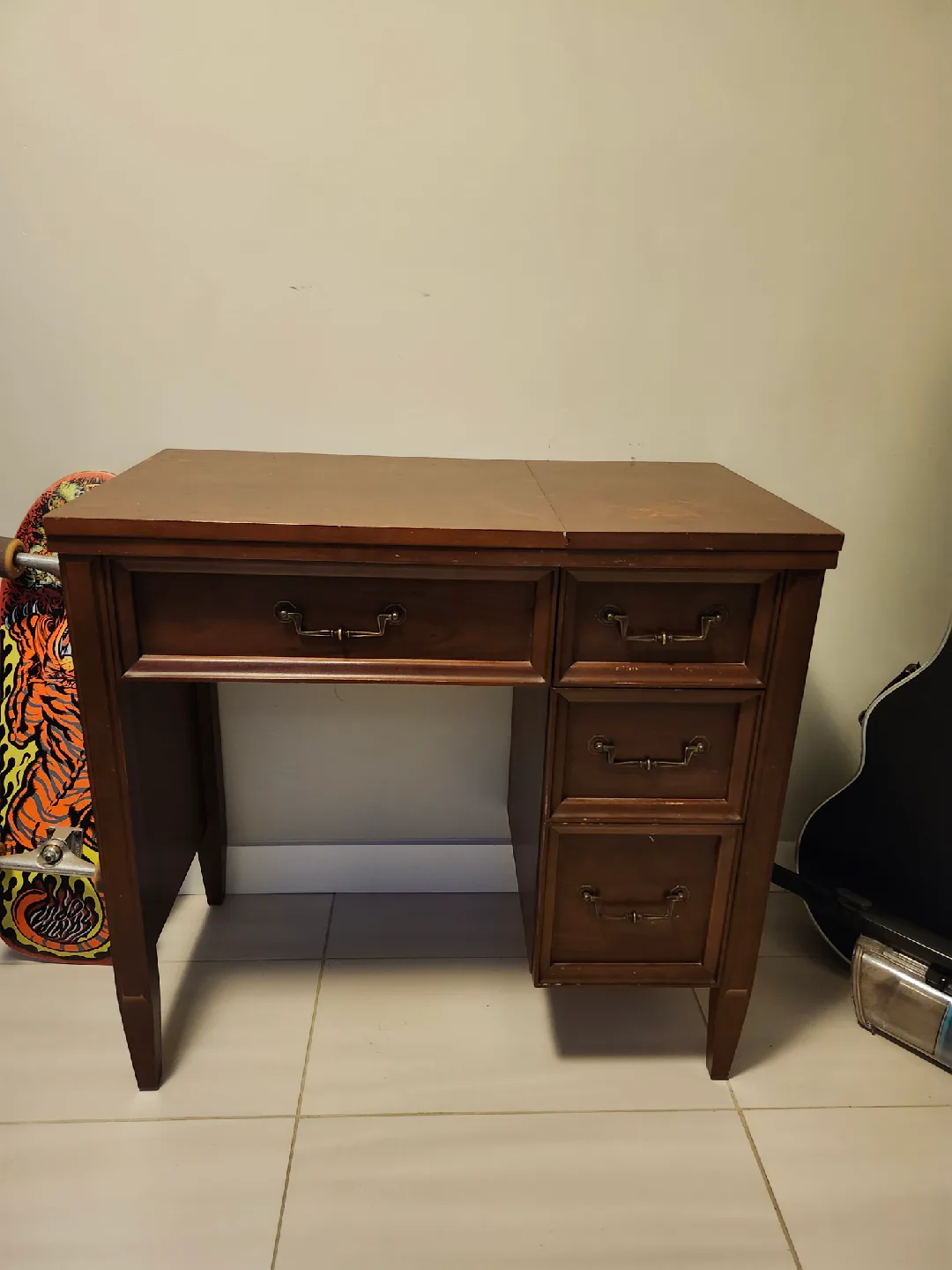 Vintage Wood Desk - Dark Brown thumbnail