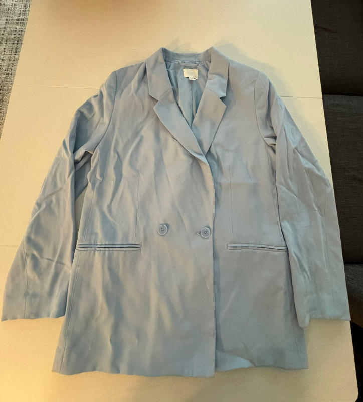 H&M Double-Breasted Blazer - Size S - Light Blue