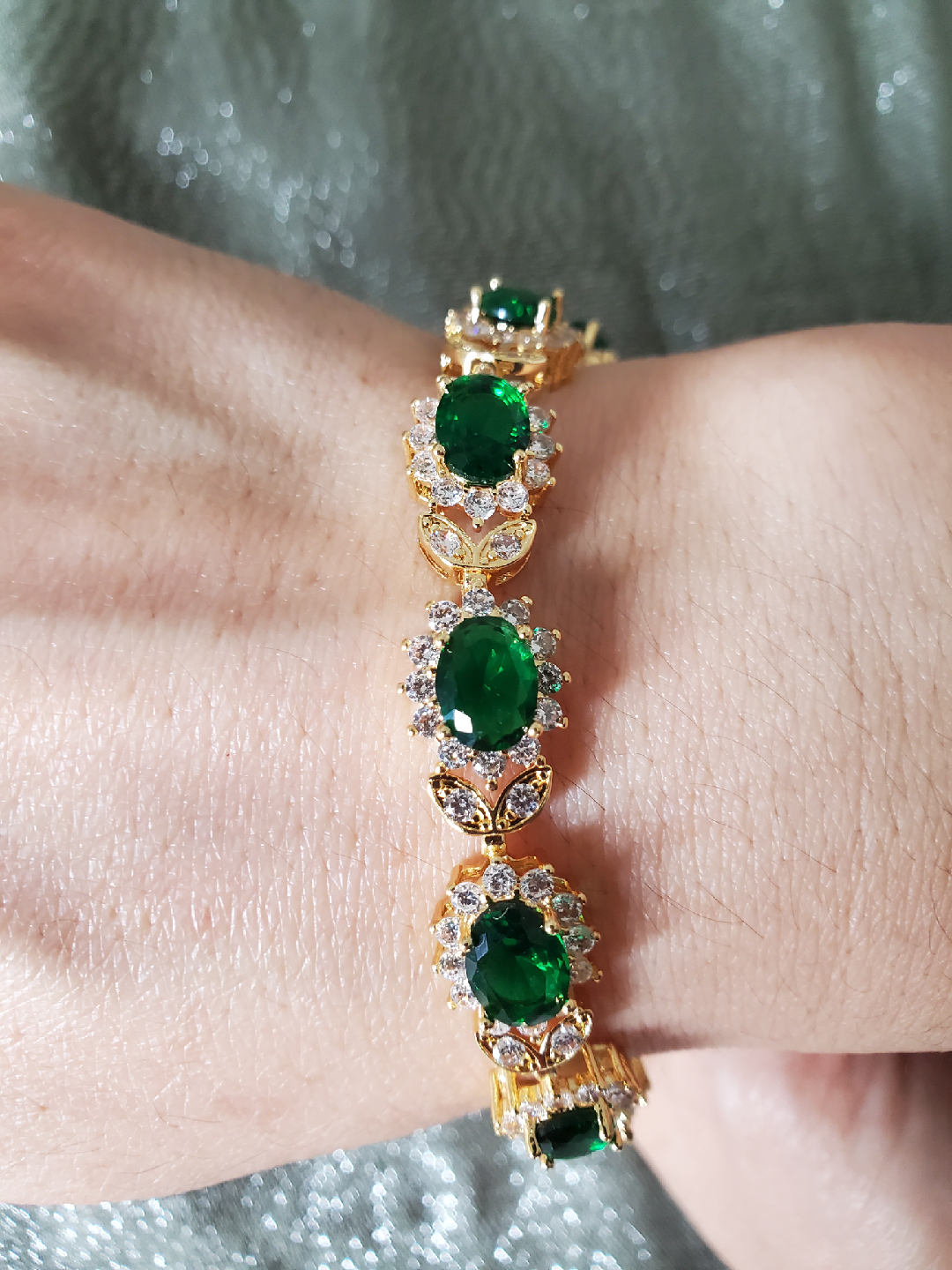 gold plated emerald bracelets - photo 2