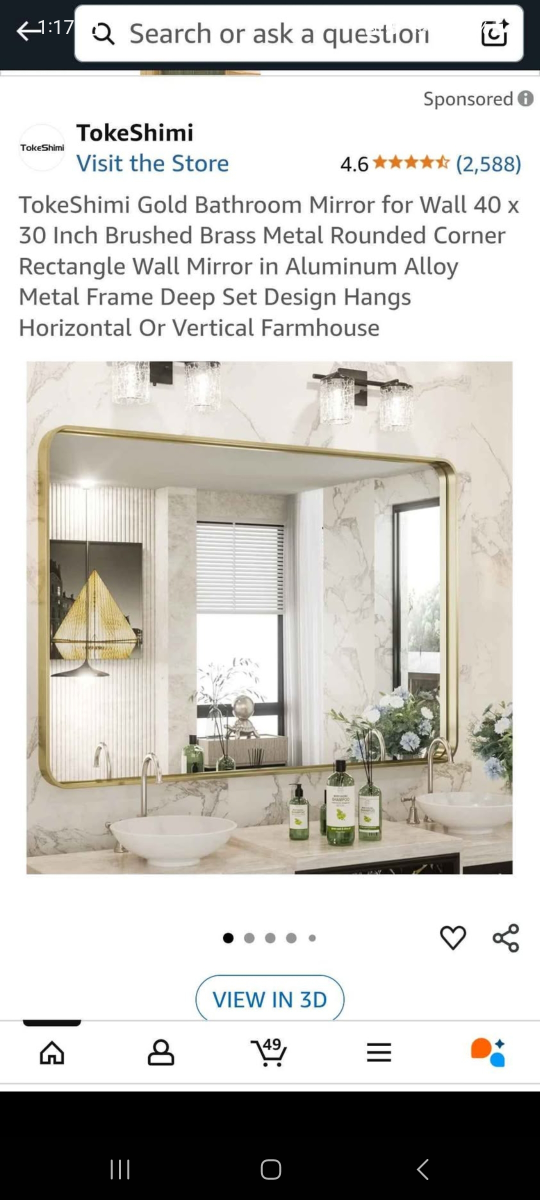 New TokeShimi Gold Bathroom Mirror 40x30 inch - photo 2