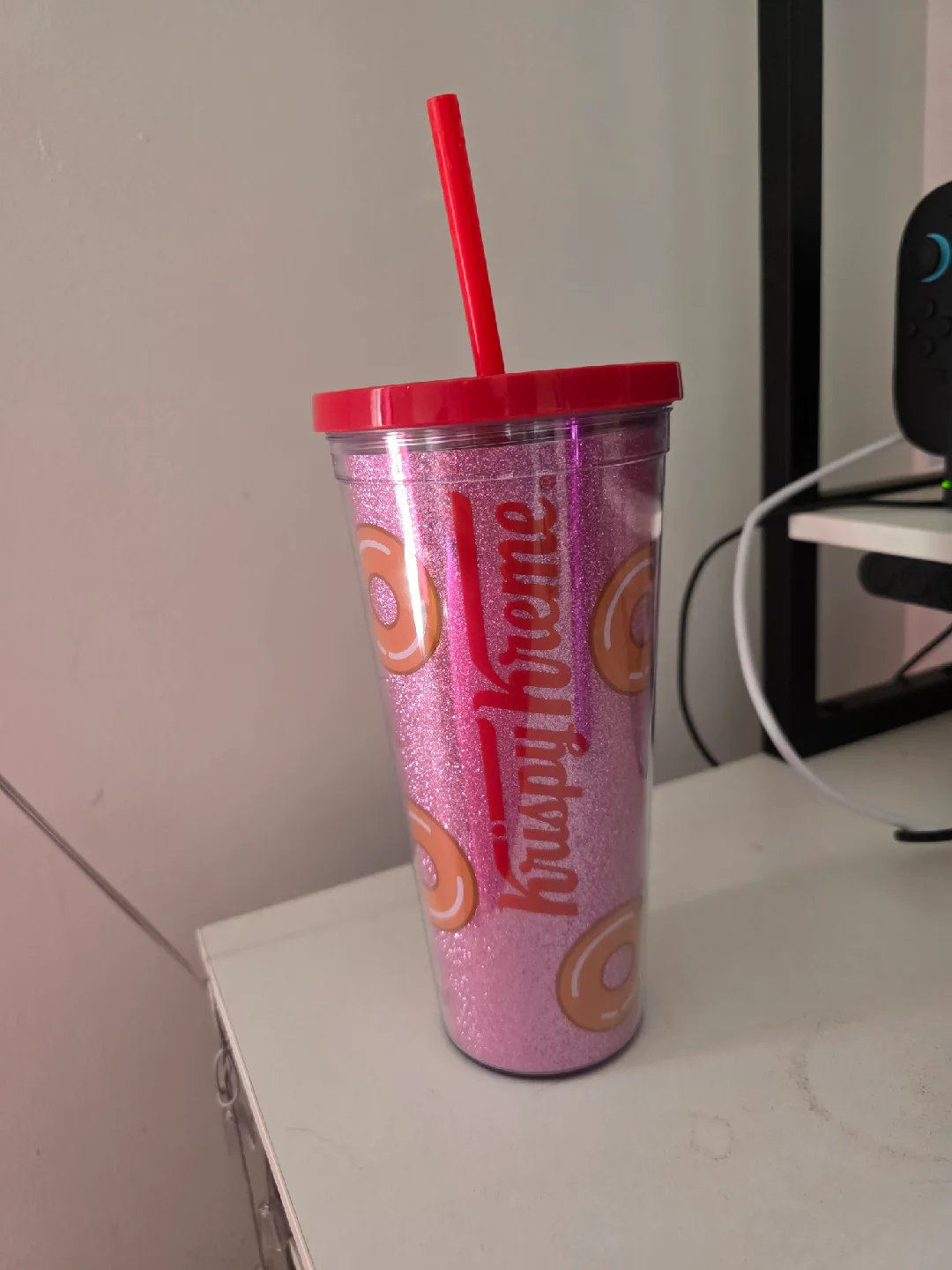 Krispy Kreme Pink Glitter Tumbler thumbnail
