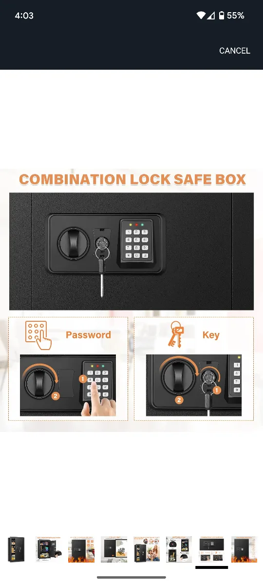 Black Digital Wall Safe with Removable Shelf image indicator(6)