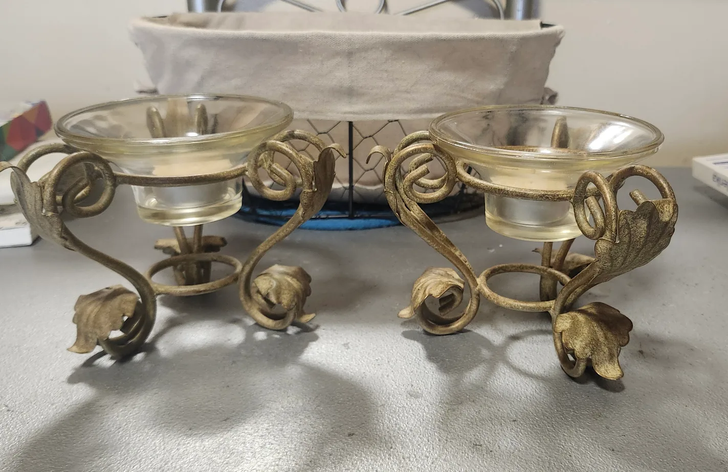 Metal & Glass Candle Holders (Set of 2) image indicator(2)