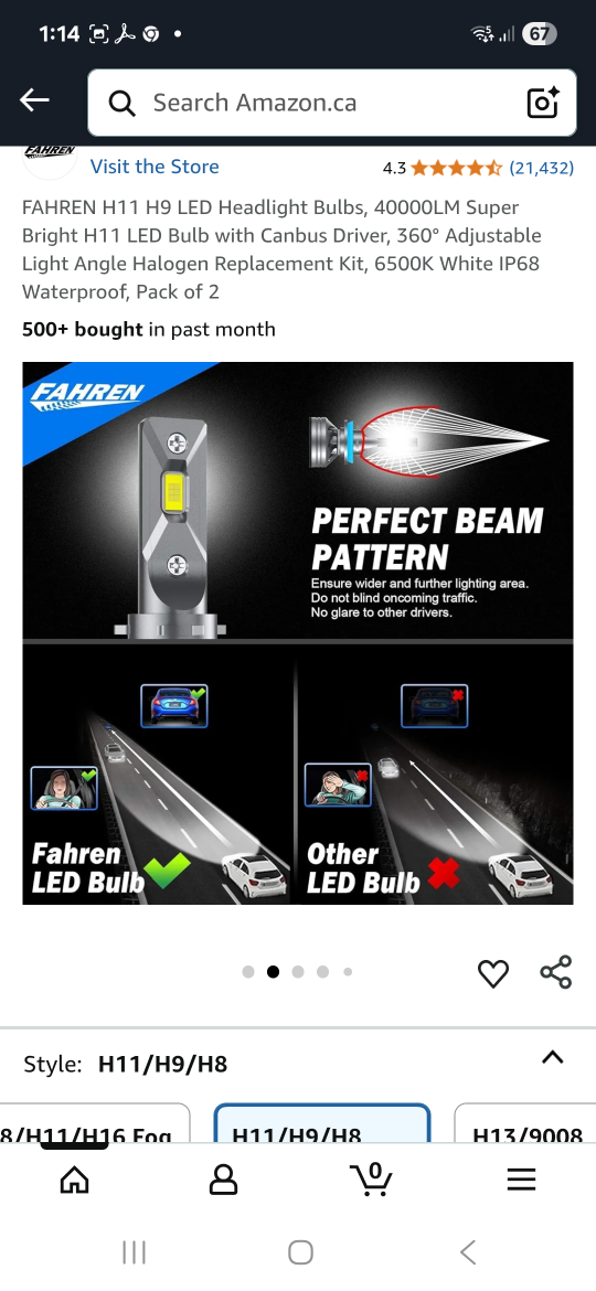 Fahren H11/H9/H8 LED Headlight Bulbs - New in Box! - photo 3