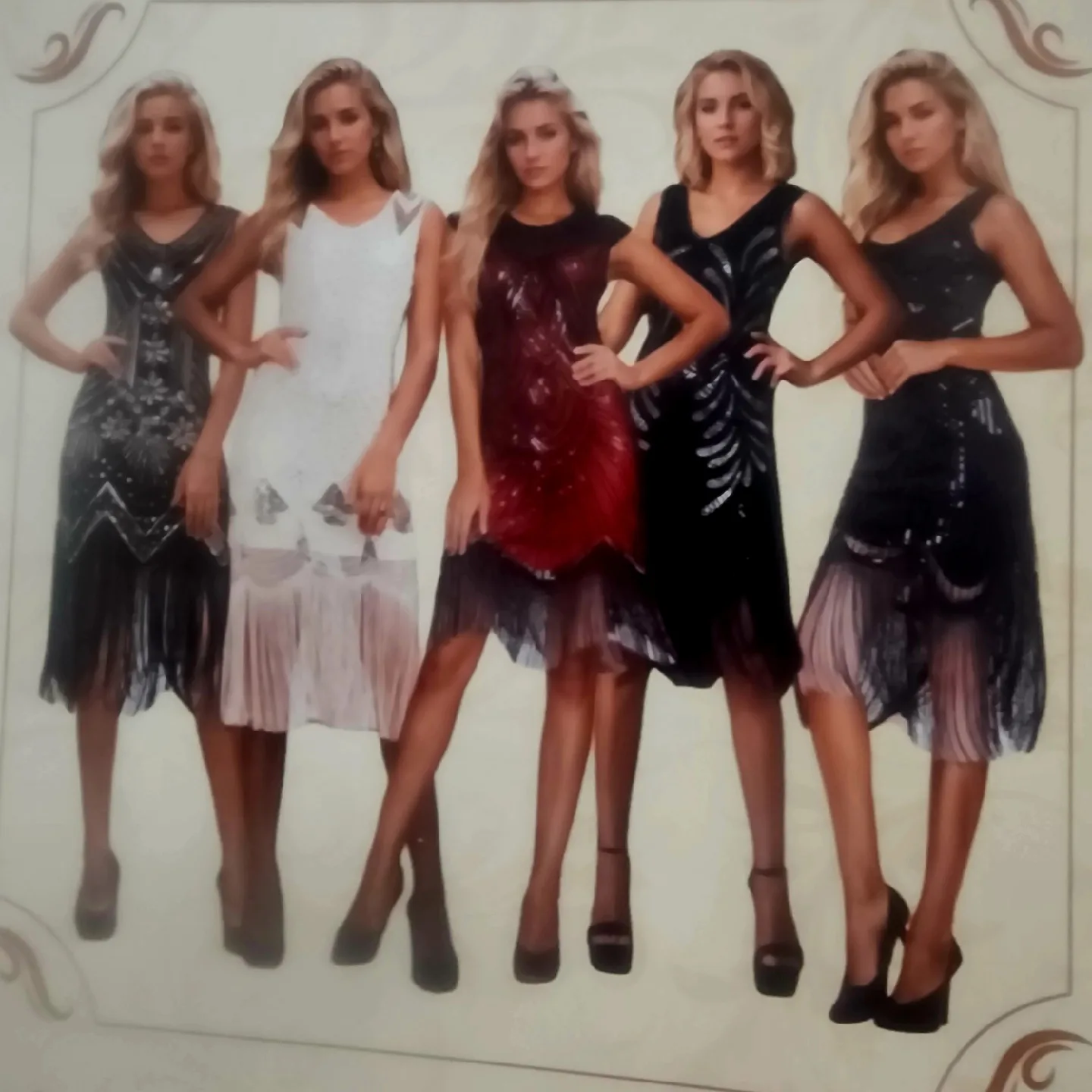 NEW in box 8Pc  Flapper Dress - Red & Black image indicator(2)