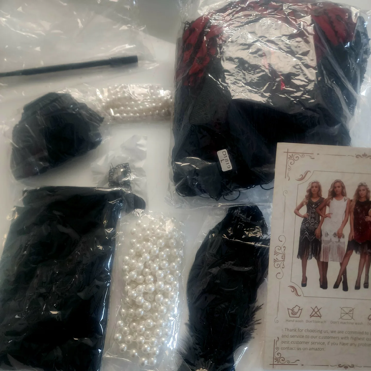 NEW in box 8Pc  Flapper Dress - Red & Black image indicator(7)