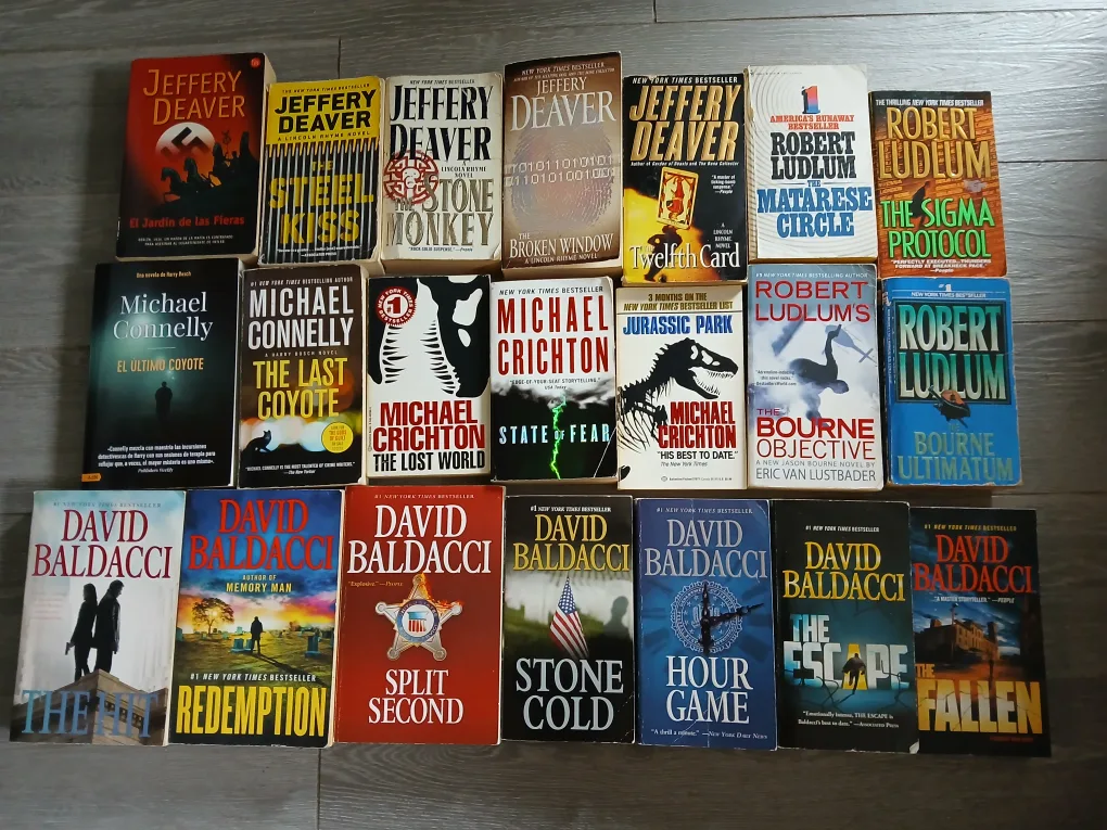 Paperback Books -Deaver, Connelly, Crichton, Ludlum, Baldacci. thumbnail