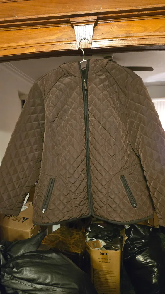 Brown Quilted Hooded Jacket