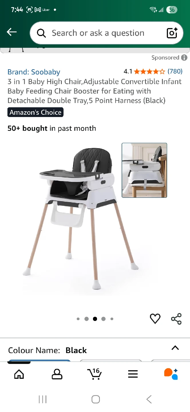 Soobaby 3-in-1 Convertible Infant High Chair - Black - photo 3