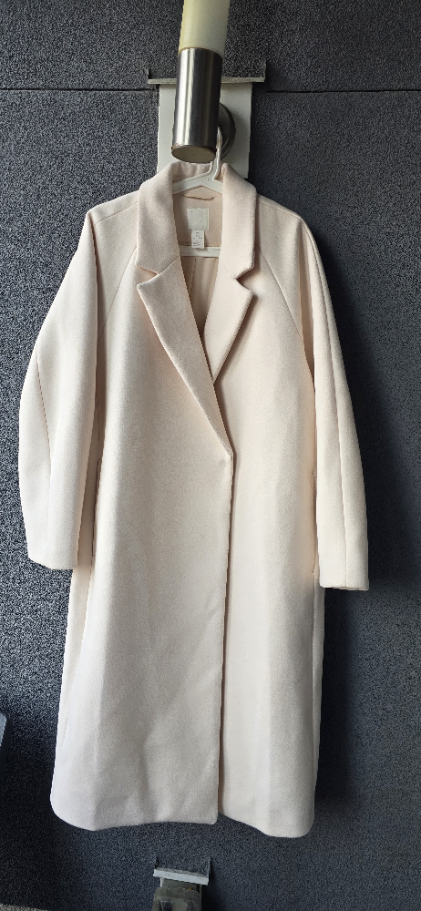 H&M Cream Wool Blend Coat - Size L