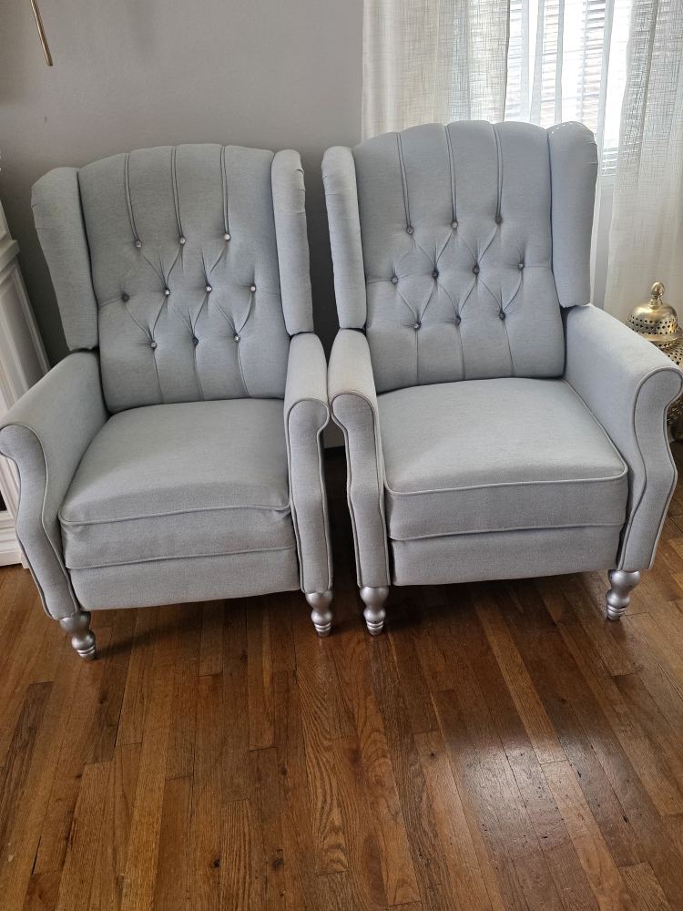2 chairs Elizabeth Tufted Recliner, Light Blue - photo 2