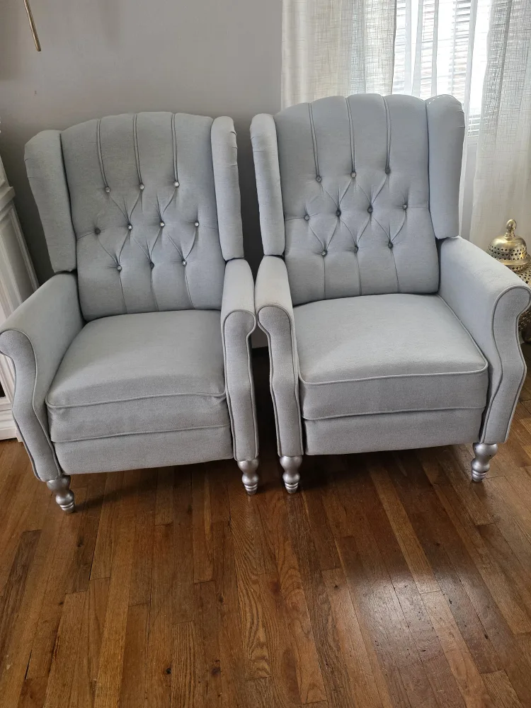 2 chairs Elizabeth Tufted Recliner, Light Blue image indicator(2)