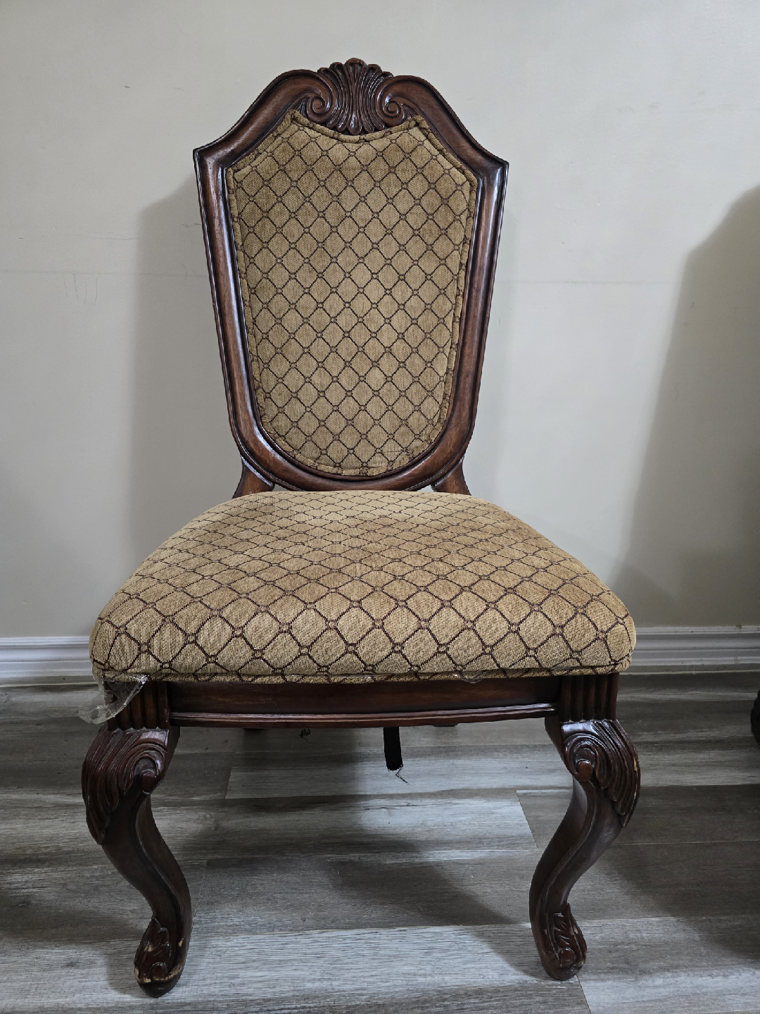 Ornate Brown Upholstered Dining Chair