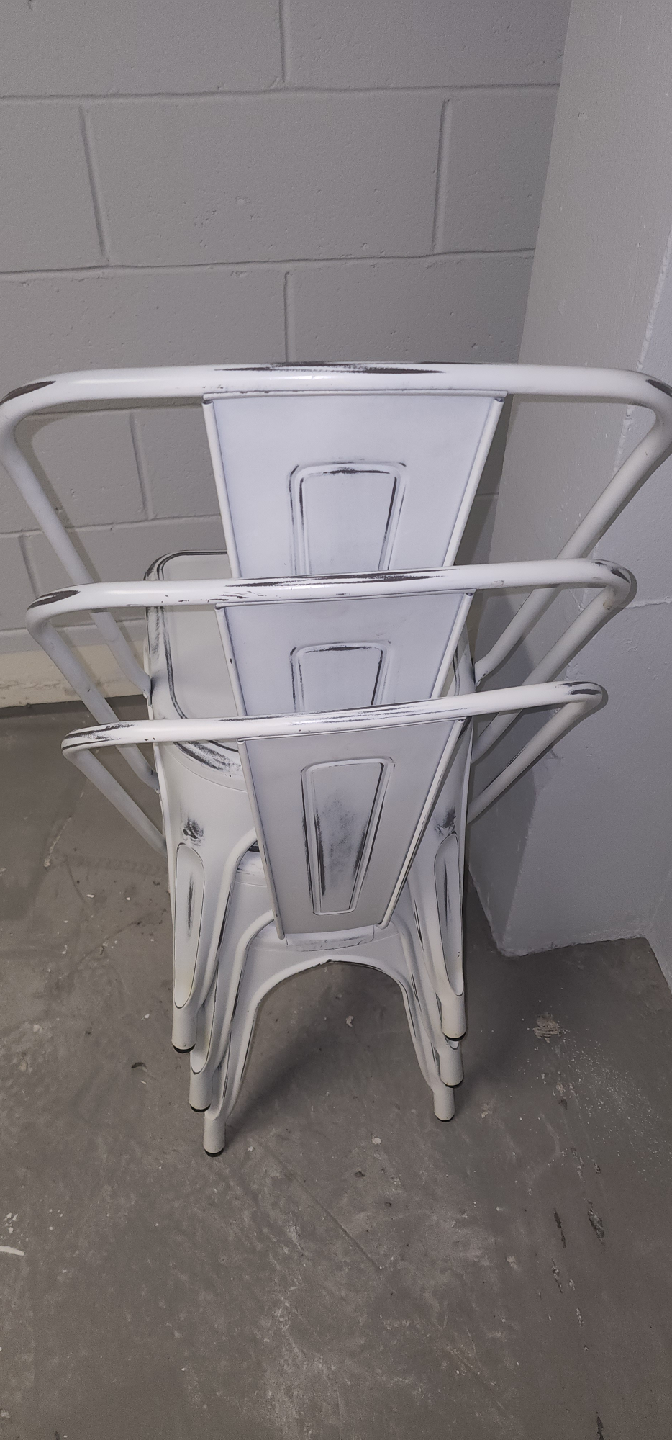 Set of 3 White Metal Industrial Chairs - photo 2
