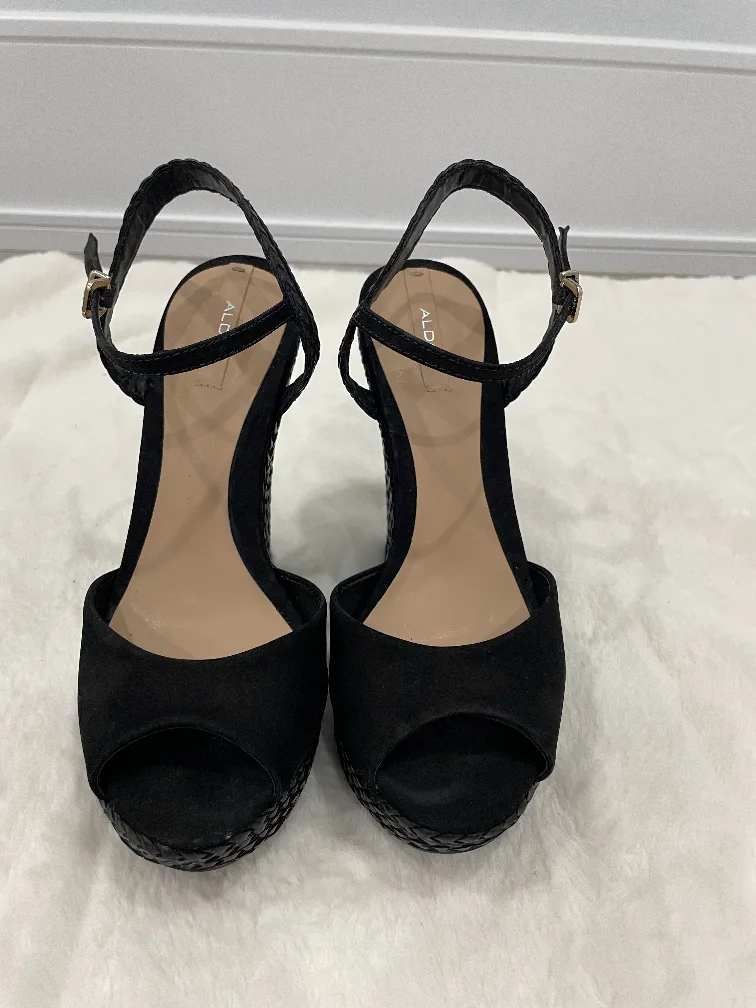 Aldo Black Wedge Sandals - Size 6.5 image indicator(3)
