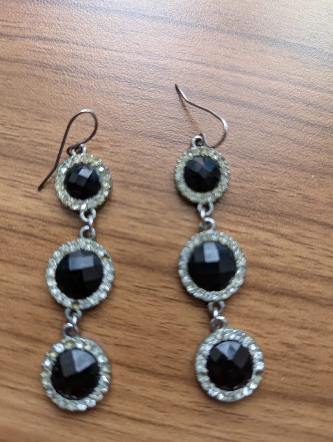 Black Stone Dangle Earrings